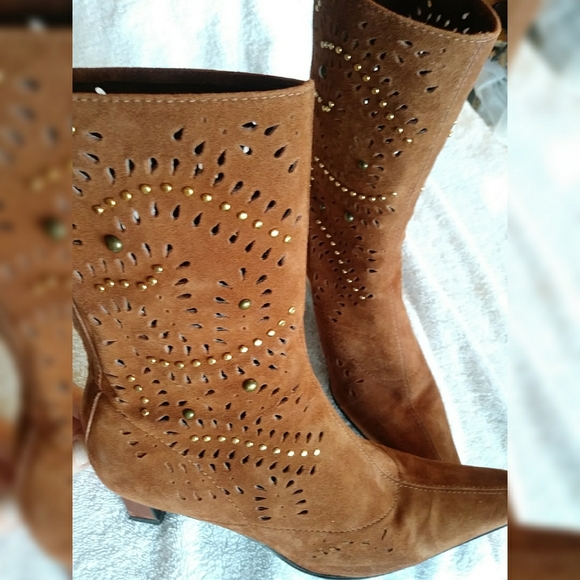 Enzo Angiolini Shoes - Enzo Angiolini laser cut suede & studded.boots